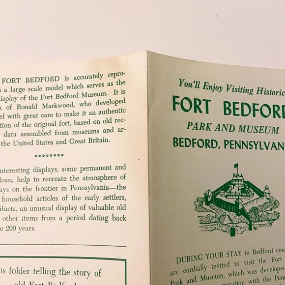 Vintage 1958 Fort Bedford Park and Museum Pennsylvania Travel Brochure Souvenir - Picture 8 of 10